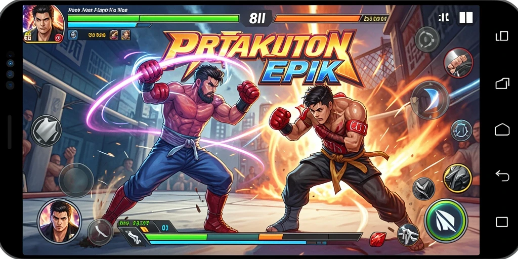 Screenshot gameplay 8II dengan pertarungan seru dan grafis menawan.