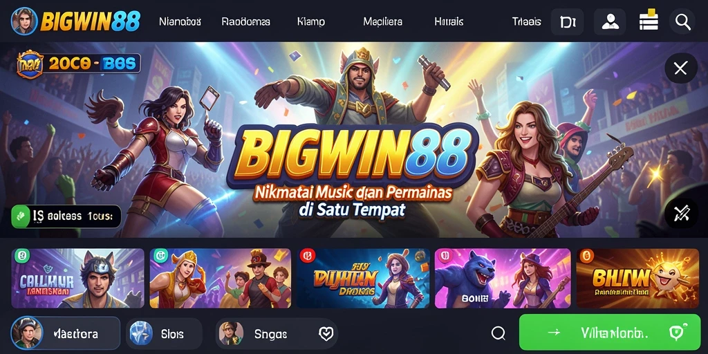 Tampilan gameplay <strong>BIGWIN88</strong> dengan alunan musik yang menyenangkan.