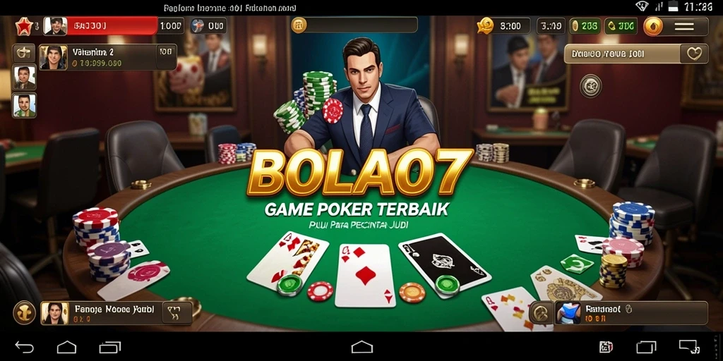 Screenshot gameplay BOLA07 yang menampilkan suasana meja Poker.