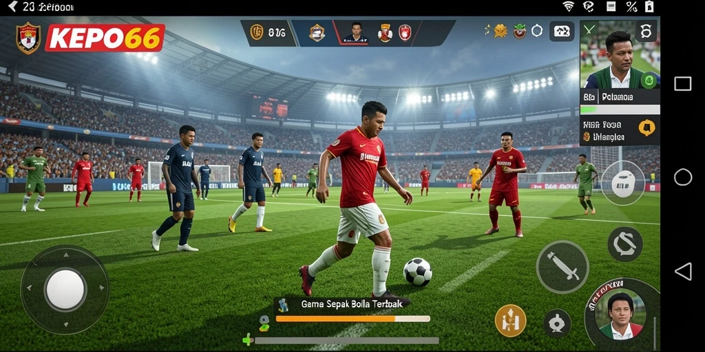 Screenshot gameplay KEPO66 menampilkan aksi seru dalam pertandingan sepak bola.