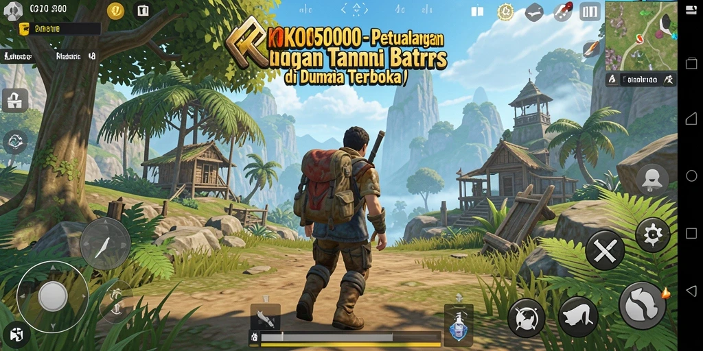 Screenshot gameplay KOKO5000 menampilkan dunia terbuka yang luas dan penuh warna.