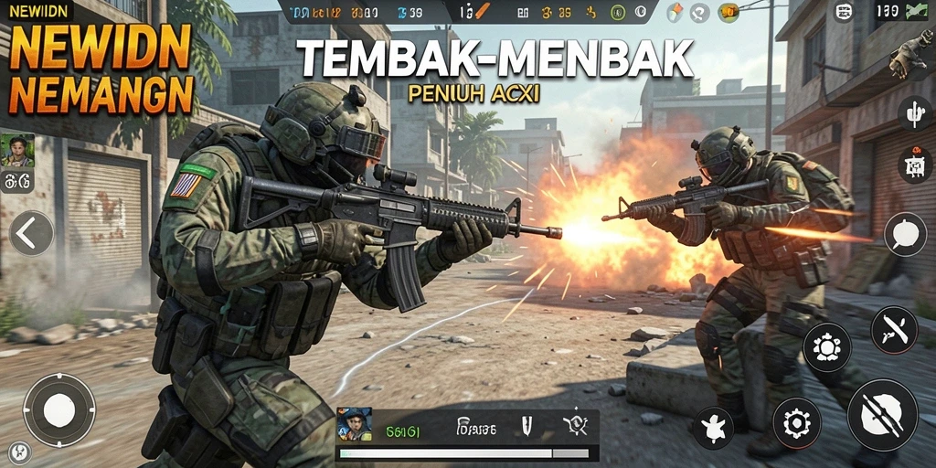 Screenshot menampilkan aksi gameplay intens di NEWIDN