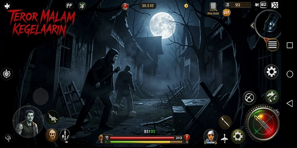 Tampilan gameplay mencekam dalam PP7 dengan suasana yang menakutkan.
