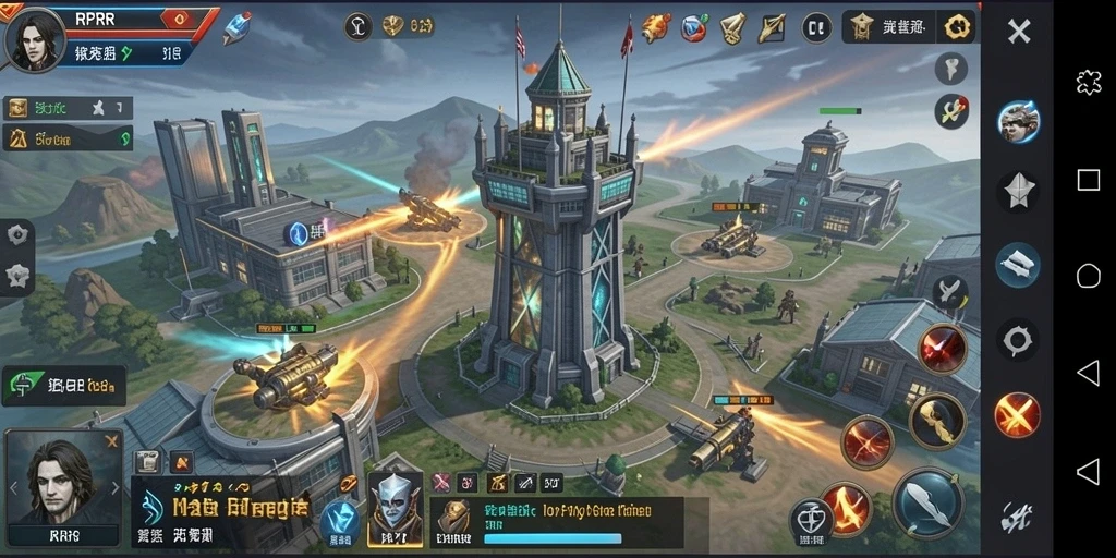 Tampilan gameplay RPRR menampilkan menara yang siap bertempur melawan gelombang musuh.