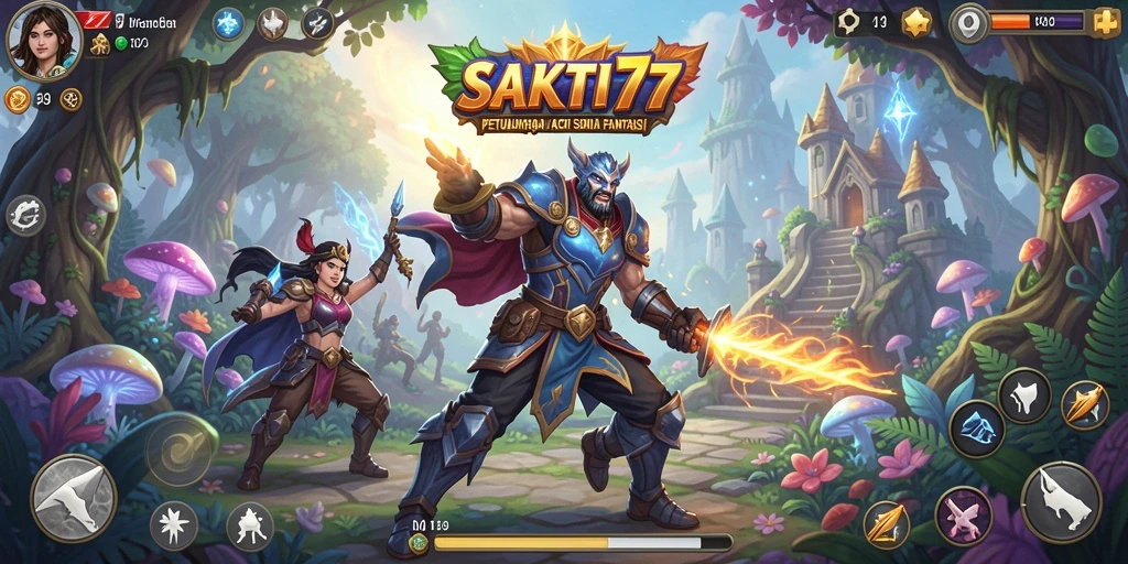 Screenshot menampilkan pertarungan epik dalam SAKTI77 dengan karakter yang sedang bertarung.